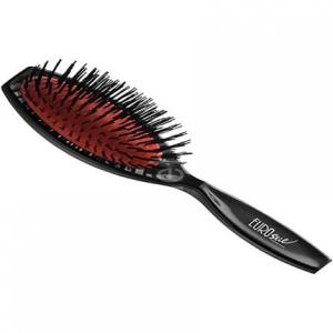 Средняя черная нейлоновая щетка для волос с резиновой прокладкой, Eurostil