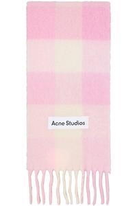 Acne Studios Розовый клетчатый шарф из мохера