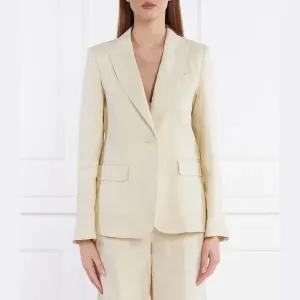 Элегантный льняной жакет стандартного кроя из налута Max Mara, бежевый