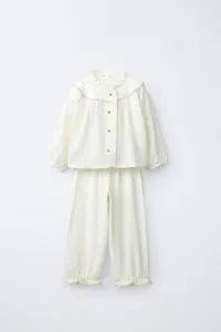 Пижама с контрастной волнистой текстурой, 2-6 лет Zara, экрю
