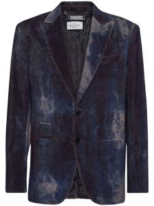 Пиджак из выбеленного бархата Philipp Plein, синий