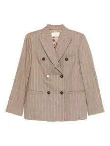 Двубортный пиджак с принтом в тонкую полоску Incotex, нейтральный