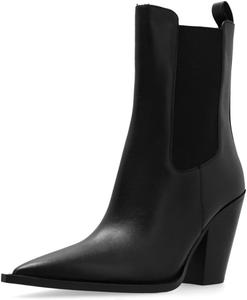 Женские ботильоны Maiyang с заостренным носком, на шнуровке, с грубым каблуком-челси, повседневные, теплые, офисные, короткие ботинки, размеры 4-16 US, Black