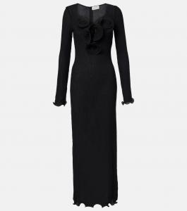 Прозрачное платье макси с цветочной аппликацией Magda Butrym, черный