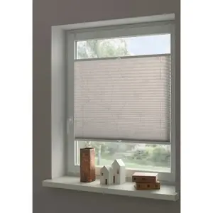 Моя домашняя плиссированная штора Dekor Bamboo Moonbeam grau, непрозрачная, без сверления, с натяжными держателями с фиксирующим винтом, непрозрачная My Home, серый