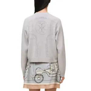 SS26 Кашемировый свитер Women's HERMES, periwinkle серый