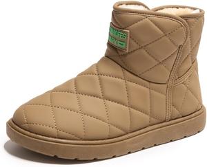 Зимние ботинки для женщин, снегоступы с теплой меховой подкладкой, уютные, водонепроницаемые ботильоны на высокой подошве, с нескользящей подошвой, для дома и улицы, теплые повседневные туфли для холодной погоды Qacksv, Khaki