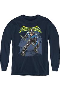 Футболка с длинным рукавом Batman Nightwing для подростков Gildan, темно-синий