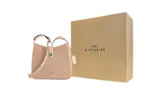 COACH Сумка через плечо из замши среднего размера женская светло-бежевая