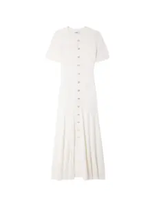 Вязаное миди-платье на пуговицах Sandro, бежевый