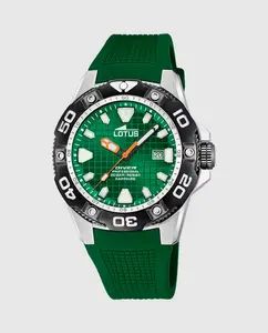 Мужские часы 18927/C Diver из зеленой резины LOTUS, зеленый