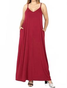 Платье Maxi с регулируемыми бретелями в цвете каберне ZENANA, Cabernet