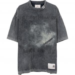 Футболка с принтом и потертостями Maison Mihara Yasuhiro, черный