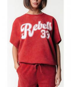Женская футболка Rebels 33 Acid Wash Drppd Shldr Sweat SS Colourful Rebel, Red