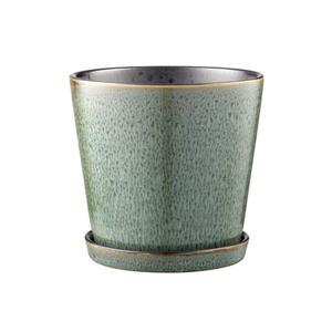 Цветочный горшок Gastro зеленый/черный - горшок для трав с блюдцем d: 14 см / высота: 12,5 см Bitz, зеленый/черный