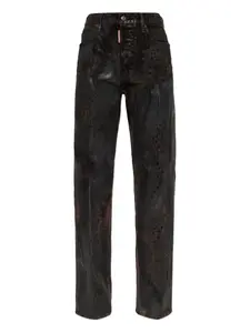 Хлопковые брюки с анималистичным принтом DSQUARED2, черный