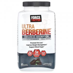 Force Factor, Ultra Berberine , шоколад и мята, 60 жевательных таблеток