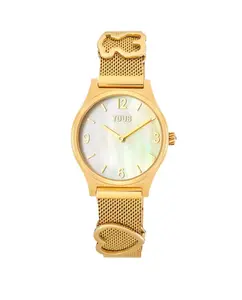 Женские аналоговые часы Epic Icon Mesh со стальным браслетом и перламутровым циферблатом Tous, золото