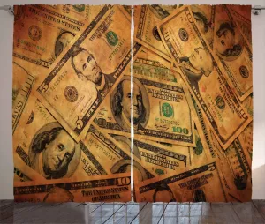 Штора ABAKUHAUS в деревенском стиле, козлы Fiver и банкноты C-Note, присборенная штора из тесьмы для спальни с петлями и крючками, 280 x 225 см, бледно-зелено-коричневый цвет Abakuhaus