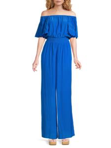 Комбинезон с открытыми плечами и широкими штанинами Ramy Brook, цвет Marine Blue