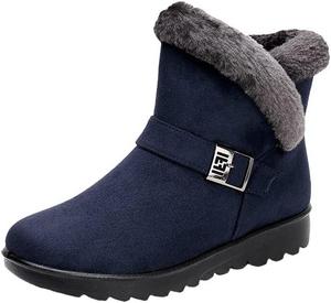 Женские зимние ботинки, снегоступы, утепленные мехом, уютные плюшевые хлопковые туфли, нескользящая мягкая подошва, изолированные ботинки для прогулок на холоде Qacksv, Blue