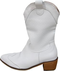 Женские ковбойские ботинки из замши с массивным низким деревянным каблуком, ботильоны до щиколотки с заостренным носком, повседневные ботинки Челси, современные западные ботильоны с вырезами, дышащие короткие ботильоны Generic, White