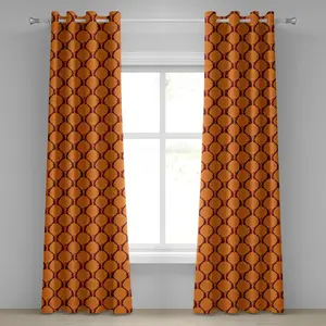 Штора на люверсах ABAKUHAUS Дерево, классический минималистский узор с повторяющимся изображением природы, декоративная, двухпанельная, 280 см x 225 см, цвет: оранжево-каштановый