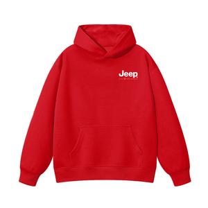 Толстовка с капюшоном утепленная для школьников Jeep, new year красный fleece-lined