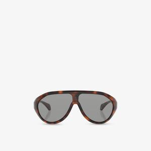 Солнцезащитные очки Moncler Bombolle овальные в черепаховой оправе из нейлона, коричневый