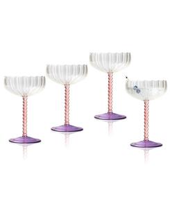 Набор из 4 карнавальных бокалов для Марди Гра Qualia Glass, Multi Colour