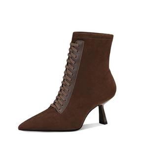JESSICA SOPHIA Ботильоны на носке с высотой каблука 6,5 см женские - кофе (на флисовой подкладке), цвет Coffee (Fleece-Lined)