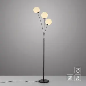 Напольная лампа my home Nymölla E14 с большими стеклянными шарами янтарного или матового белого цвета My Home, Schwarz, Glas opal matt weiß