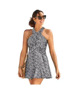 Женское купальное платье с высоким воротником и запахом Swimsuits for All, белый