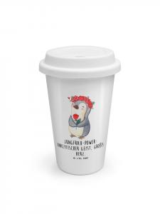 Кружка на вынос с надписью "Дева" на белом фоне Mr. & Mrs. Panda