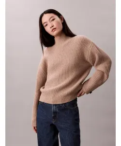 Шерстяная полуводолазка Relaxed fit Calvin Klein Jeans, бежевый