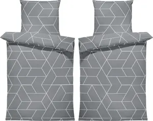 Комплект постельного белья из 4 предметов 135x200 см, геометрический рисунок, зимний, уютный, теплый, фланель-хлопок One-Home