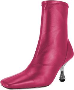 Женские ботильоны FOWT с квадратным носком, на среднем каблуке, короткие, с боковой молнией, модные повседневные уличные туфли, размер 4-16 US, Hot Pink