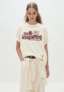 Футболка PULL&BEAR Print T-shirt, Beige