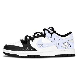 Nike Dunk Black White, Music Healing Abrasion Resistant Low top Skateboard Shoes Unisex Light Purple