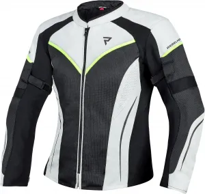 Женская мотоциклетная куртка REBELHORN Flux Lady. Прочные материалы. Мембрана L-XTR. Защита локтей и плеч. Вентиляционные карманы. Светоотражающие элементы, Black / grey / fluorescent yellow