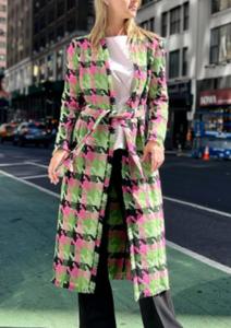 Тренч из твида в разноцветную клетку ALBERTO MAKALI, мультиколор