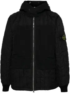 Стеганая куртка с капюшоном и нашивкой Compass Stone Island, черный