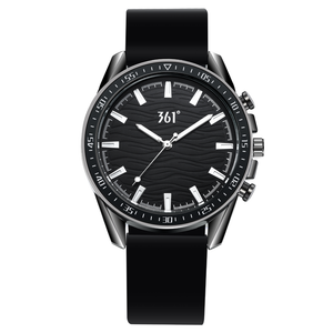 361° Часы мужские с кварцевым механизмом и силиконовым ремешком, черный циферблат
