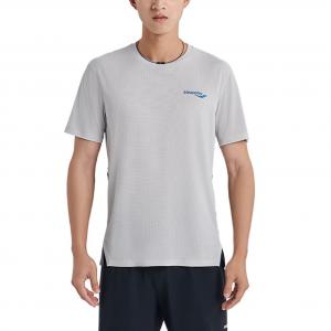 Saucony Мужская серая футболка с круглым вырезом средней толщины