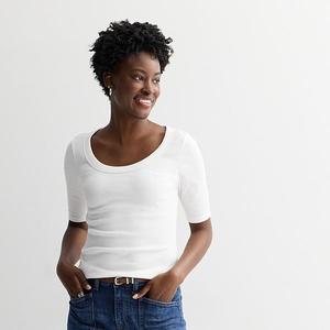 Женская футболка с круглым вырезом и рукавом 3/4 Sonoma Goods For Life, Vital White