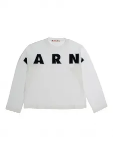 Футболка с длинными рукавами и принтом-логотипом Marni Kids, белый
