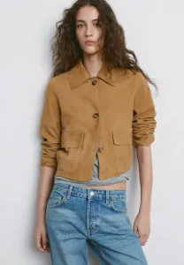 Кожаная куртка Mango, Ochre