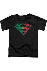 Футболка с коротким рукавом для малышей с гербом Португалии и Суперменом Gildan, черный