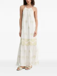 Платье макси с вырезом халтер и принтом Simona Corsellini, белый