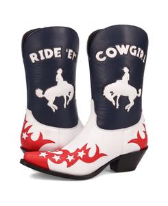 Женские кожаные сапоги в ковбойском стиле Dingo, Multi